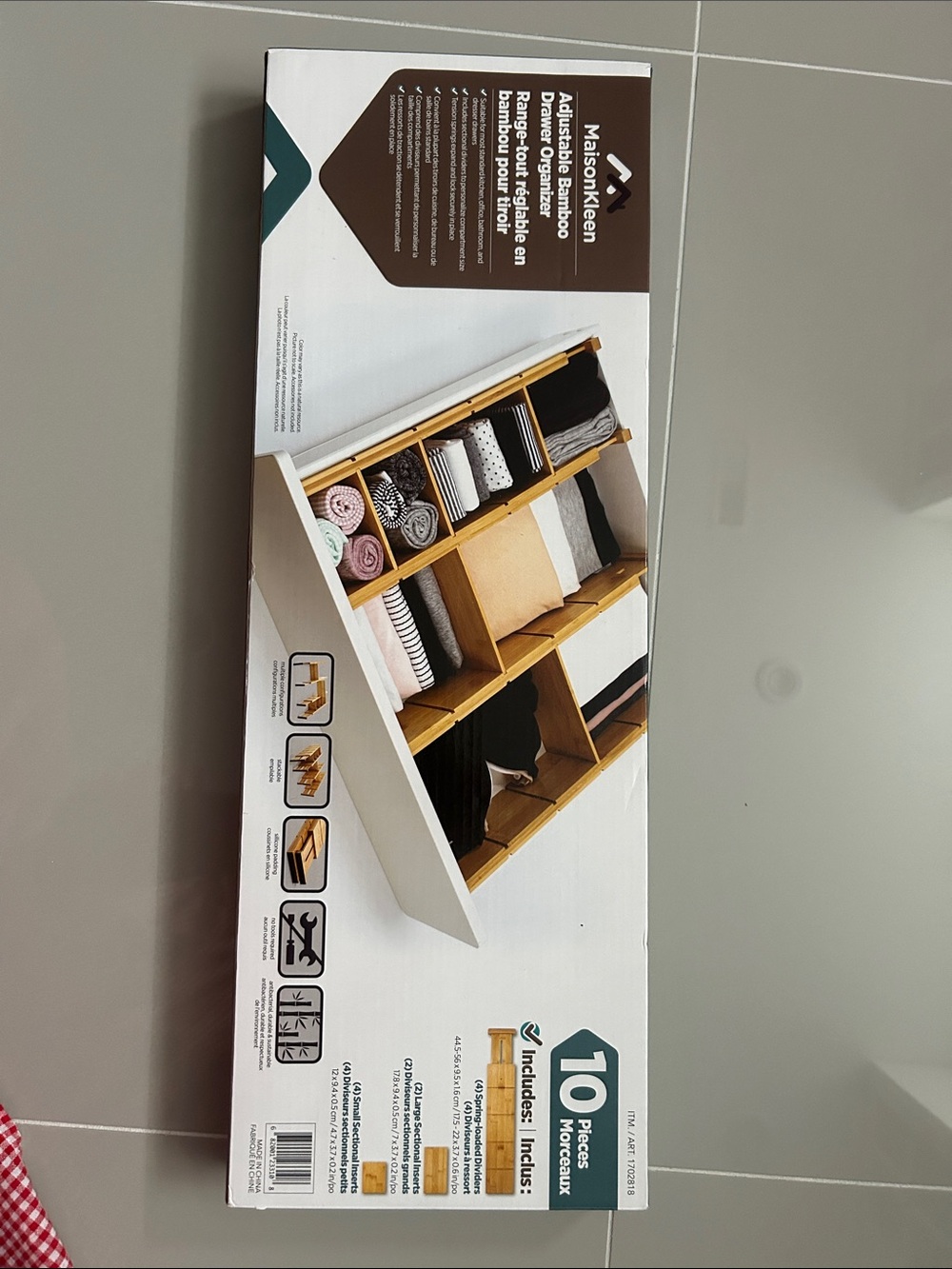 10-Piece Bamboo Drawer Organizer Set - Natural Brown